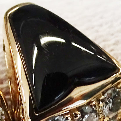 BVLGARI ブルガリ セルペンティ ヴァイパー リング 指輪 オニキス ダイヤモンド 750PG ピンクゴールド M レディース メンズ 磨き済み 【中古】