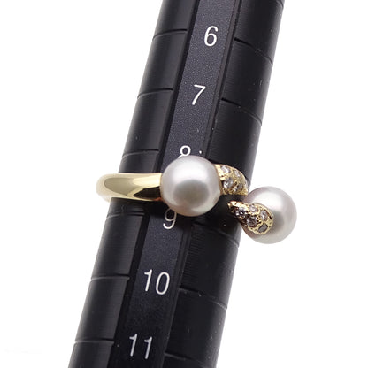 TASAKI タサキ デインジャー ファング リング 指輪 750YG イエローゴールド アコヤパール ダイヤモンド 約9号 レディース 磨き済み 【中古】