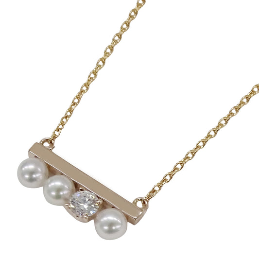 TASAKI タサキ プチ バランス ダイヤモンド ソロ ネックレス アコヤパール 真珠 750SG サクラゴールド レディース P-16743-5-18KSG 磨き済み 【中古】