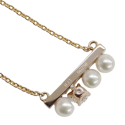 TASAKI タサキ プチ バランス ダイヤモンド ソロ ネックレス アコヤパール 真珠 750SG サクラゴールド レディース P-16743-5-18KSG 磨き済み 【中古】