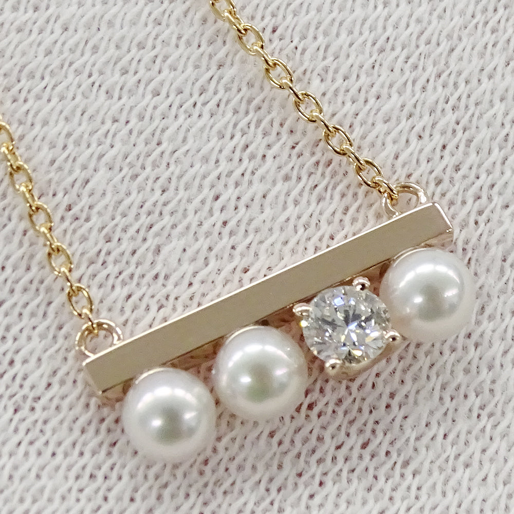 TASAKI タサキ プチ バランス ダイヤモンド ソロ ネックレス アコヤパール 真珠 750SG サクラゴールド レディース P-16743-5-18KSG 磨き済み 【中古】