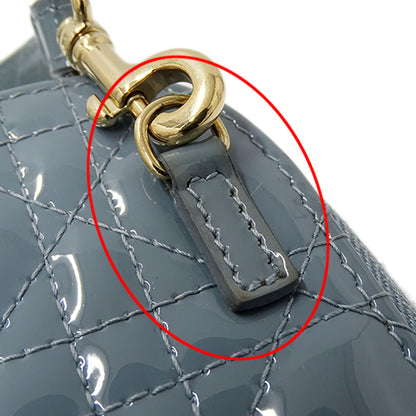 Dior ディオール ポーチ カナージュ ブルーグレー パテントレザー レディース 【中古】
