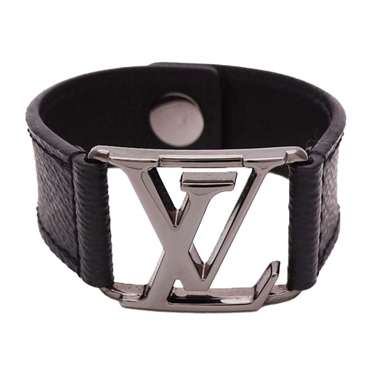 LOUIS VUITTON ルイ・ヴィトン ブラスレ・ホッケンハイム ブレスレット モノグラム・エクリプス メタル ブラック ブラック金具 19 メンズ M6295 【中古】