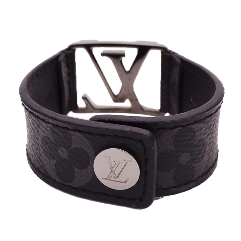 LOUIS VUITTON ルイ・ヴィトン ブラスレ・ホッケンハイム ブレスレット モノグラム・エクリプス メタル ブラック ブラック金具 19 メンズ M6295 【中古】
