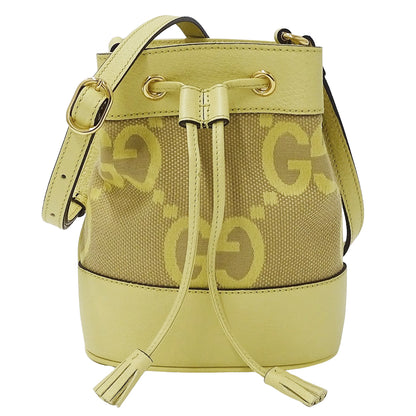 GUCCI グッチ ジャンボ GG ミニバケットバッグ ショルダーバッグ イエロー ベージュ 550620 GGキャンバス レディース 【中古】