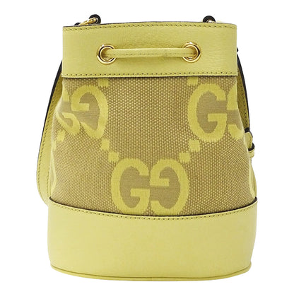 GUCCI グッチ ジャンボ GG ミニバケットバッグ ショルダーバッグ イエロー ベージュ 550620 GGキャンバス レディース 【中古】