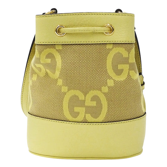GUCCI グッチ ジャンボ GG ミニバケットバッグ ショルダーバッグ イエロー ベージュ 550620 GGキャンバス レディース 【中古】