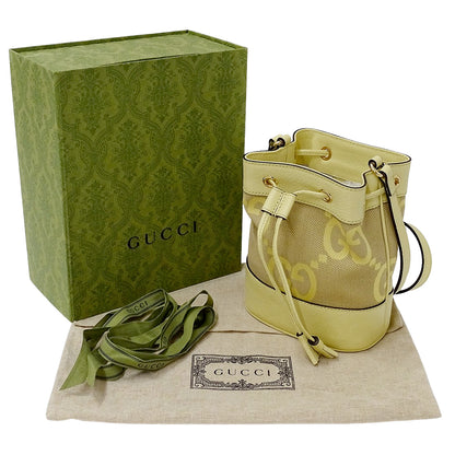 GUCCI グッチ ジャンボ GG ミニバケットバッグ ショルダーバッグ イエロー ベージュ 550620 GGキャンバス レディース 【中古】