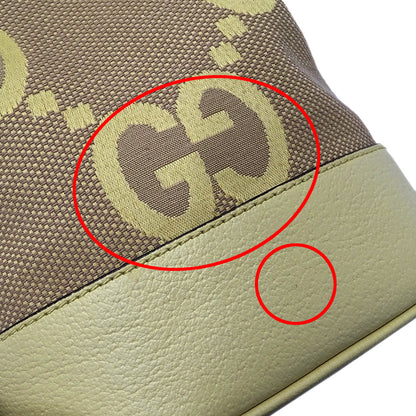 GUCCI グッチ ジャンボ GG ミニバケットバッグ ショルダーバッグ イエロー ベージュ 550620 GGキャンバス レディース 【中古】