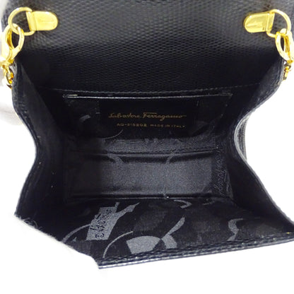Ferragamo フェラガモ ショルダーバッグ ヴァラリボン ブラック レザー レディース 【中古】