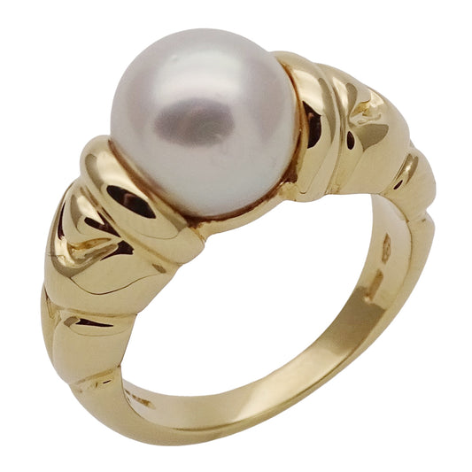 BVLGARI ブルガリ パッソドッピオ リング 指輪 750YG イエローゴールド パール レディース 【中古】