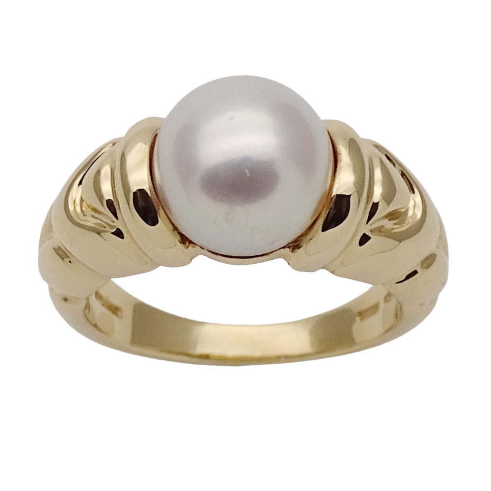 BVLGARI ブルガリ パッソドッピオ リング 指輪 750YG イエローゴールド パール レディース 【中古】