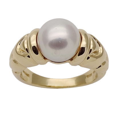 BVLGARI ブルガリ パッソドッピオ リング 指輪 750YG イエローゴールド パール レディース 【中古】