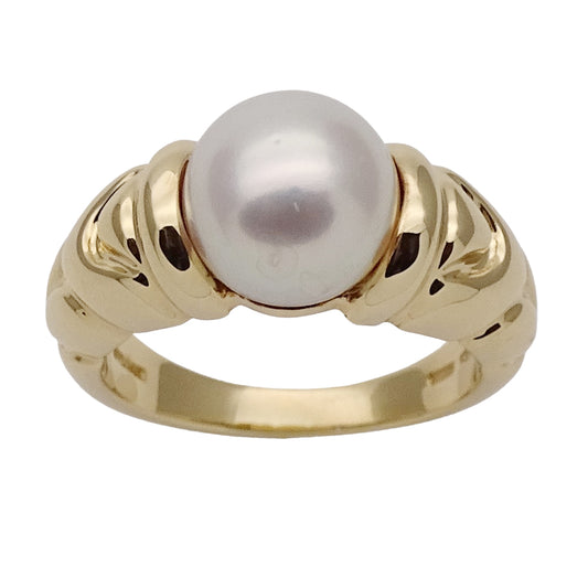 BVLGARI ブルガリ パッソドッピオ リング 指輪 750YG イエローゴールド パール レディース 【中古】