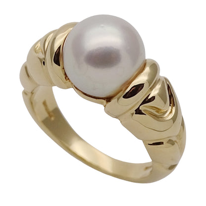 BVLGARI ブルガリ パッソドッピオ リング 指輪 750YG イエローゴールド パール レディース 【中古】