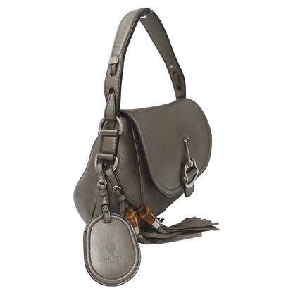 GUCCI グッチ ショルダーバッグ ホースビット バンブー ブロンズ～メタリックグレー 240266 レザー レディース 【中古】