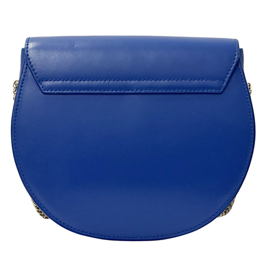 Furla フルラ ラウンド チェーンショルダー ミニ ショルダーバッグ メトロポリス ブルー レザー レディース 【中古】