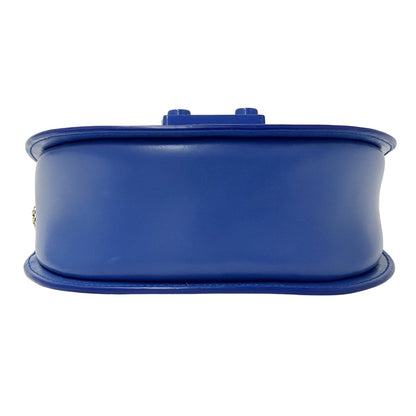 Furla フルラ ラウンド チェーンショルダー ミニ ショルダーバッグ メトロポリス ブルー レザー レディース 【中古】