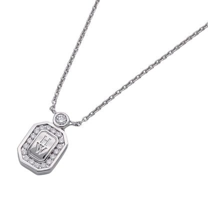 HARRY WINSTON ハリー・ウィンストン HWロゴ ネックレス 750WG ホワイトゴールド ダイヤモンド レディース 磨き済み 【中古】