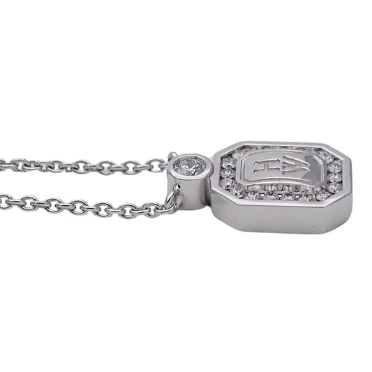 HARRY WINSTON ハリー・ウィンストン HWロゴ ネックレス 750WG ホワイトゴールド ダイヤモンド レディース 磨き済み 【中古】