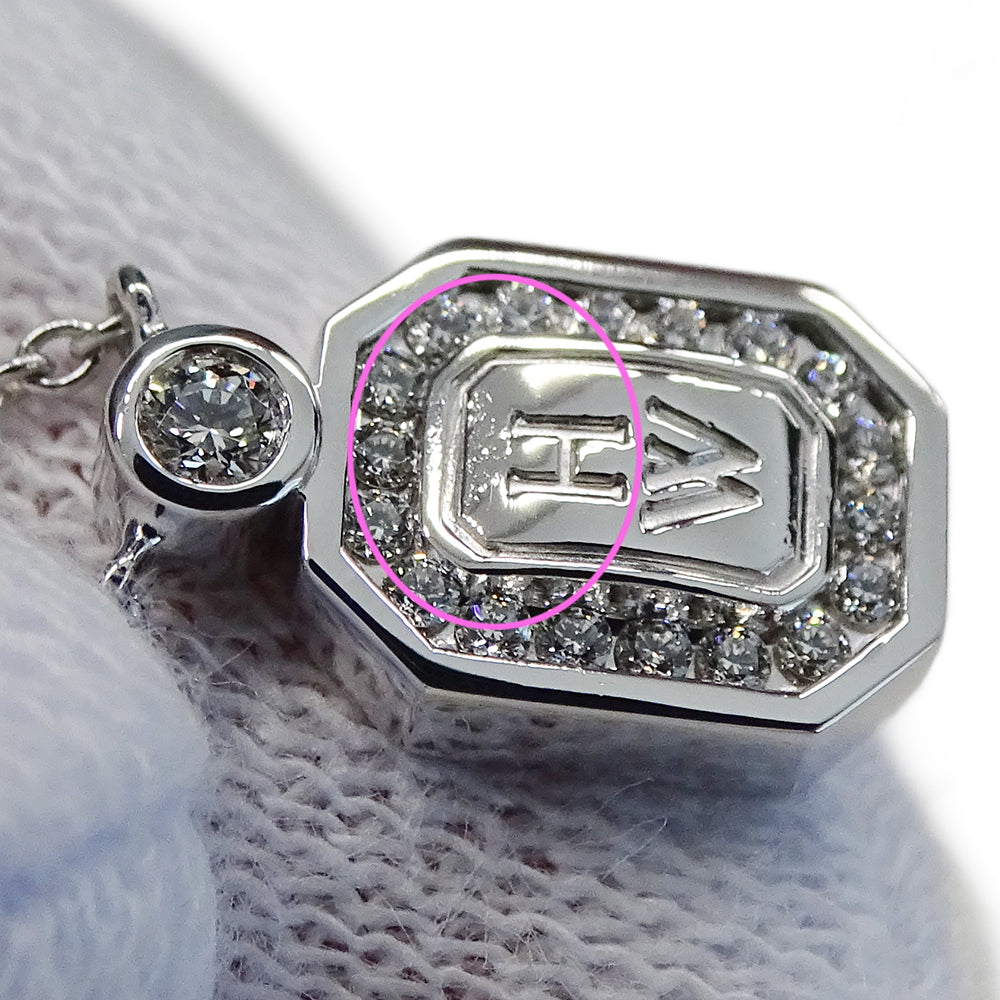 HARRY WINSTON ハリー・ウィンストン HWロゴ ネックレス 750WG ホワイトゴールド ダイヤモンド レディース 磨き済み 【中古】