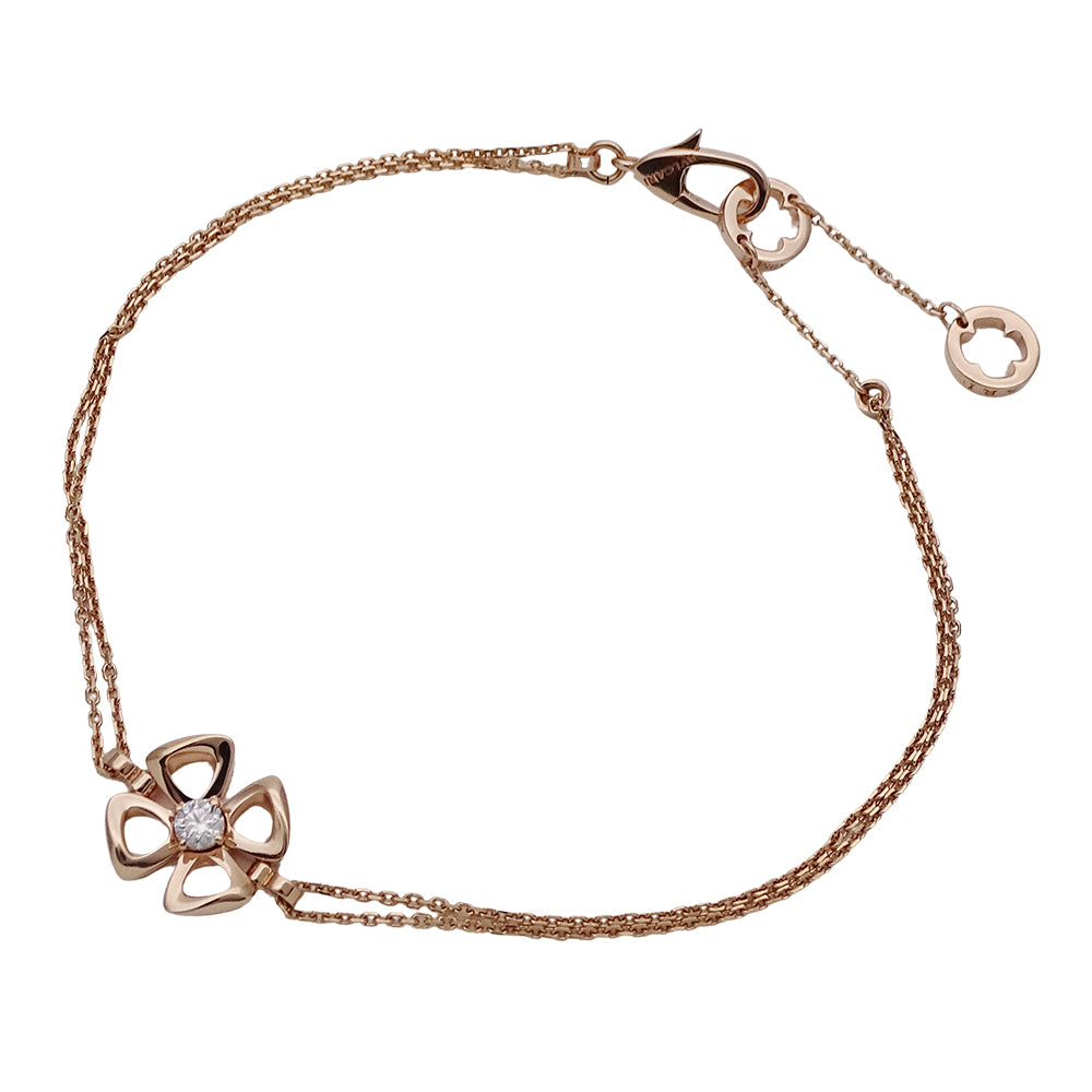 BVLGARI ブルガリ フィオレヴァー ブレスレット 750PG ピンクゴールド ダイヤモンド ML レディース 磨き済み 【中古】