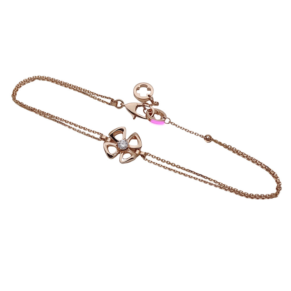 BVLGARI ブルガリ フィオレヴァー ブレスレット 750PG ピンクゴールド ダイヤモンド ML レディース 磨き済み 【中古】