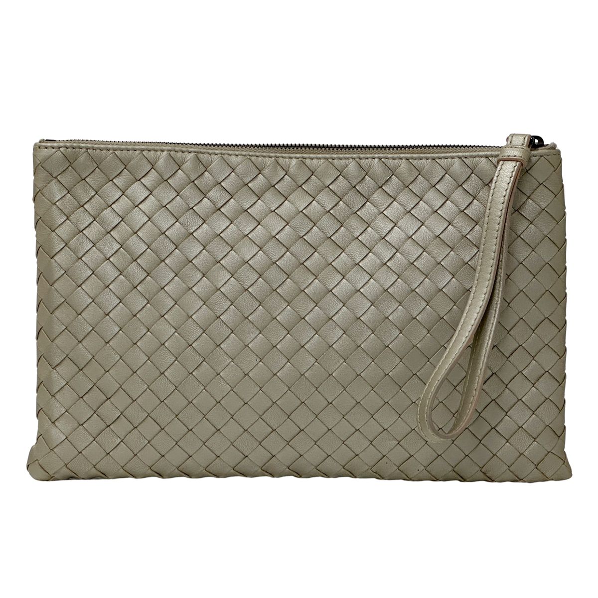 BOTTEGAVENETA ボッテガ・ヴェネタ ポーチ イントレチャート ゴールド レザー レディース 【中古】