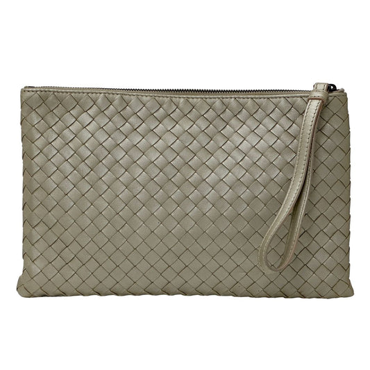BOTTEGAVENETA ボッテガ・ヴェネタ ポーチ イントレチャート ゴールド レザー レディース 【中古】