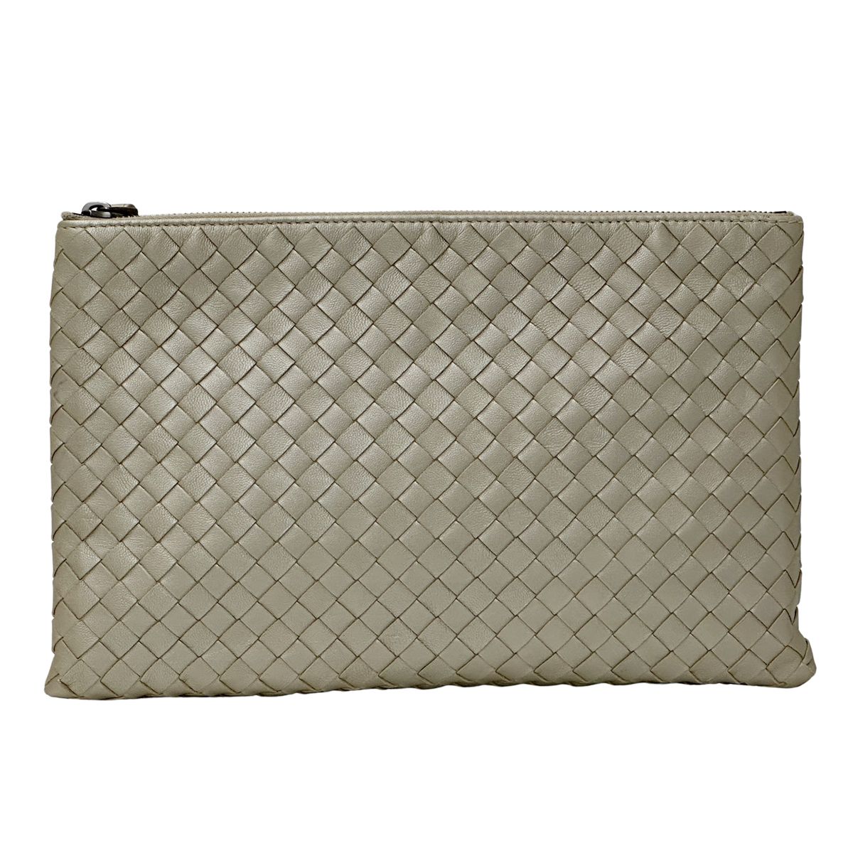 BOTTEGAVENETA ボッテガ・ヴェネタ ポーチ イントレチャート ゴールド レザー レディース 【中古】
