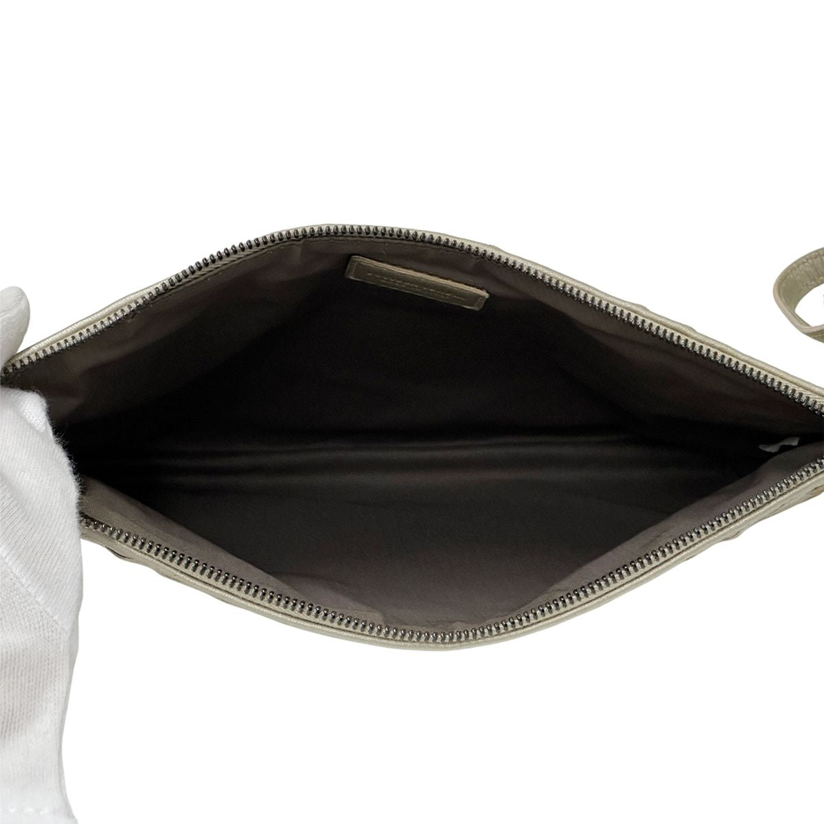 BOTTEGAVENETA ボッテガ・ヴェネタ ポーチ イントレチャート ゴールド レザー レディース 【中古】