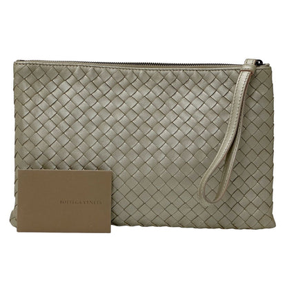 BOTTEGAVENETA ボッテガ・ヴェネタ ポーチ イントレチャート ゴールド レザー レディース 【中古】