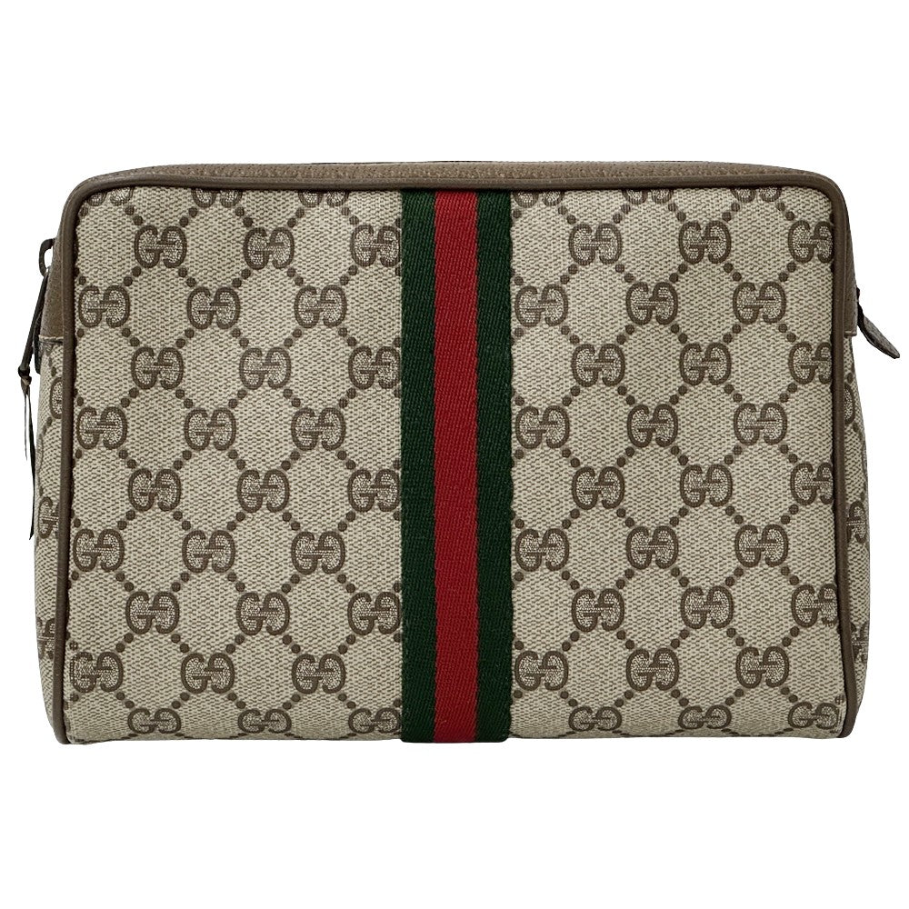 GUCCI グッチ ポーチ シェリー GGプラス ブラウン 89・01 PVC レディース メンズ 【中古】