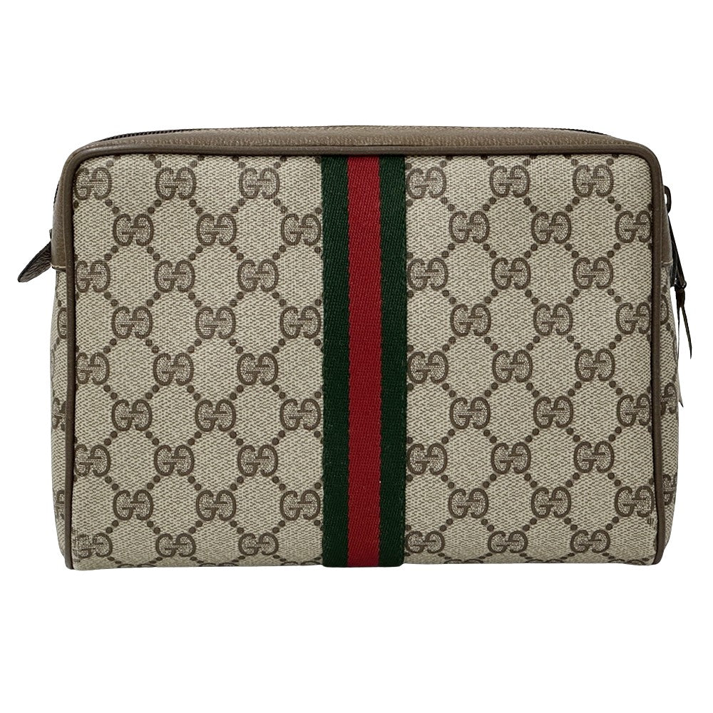 GUCCI グッチ ポーチ シェリー GGプラス ブラウン 89・01 PVC レディース メンズ 【中古】