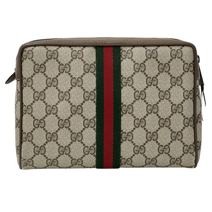 GUCCI グッチ ポーチ シェリー GGプラス ブラウン 89・01 PVC レディース メンズ 【中古】