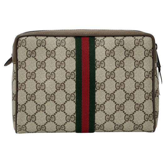 GUCCI グッチ ポーチ シェリー GGプラス ブラウン 89・01 PVC レディース メンズ 【中古】