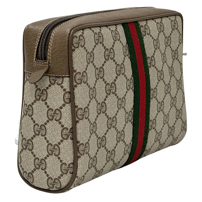 GUCCI グッチ ポーチ シェリー GGプラス ブラウン 89・01 PVC レディース メンズ 【中古】
