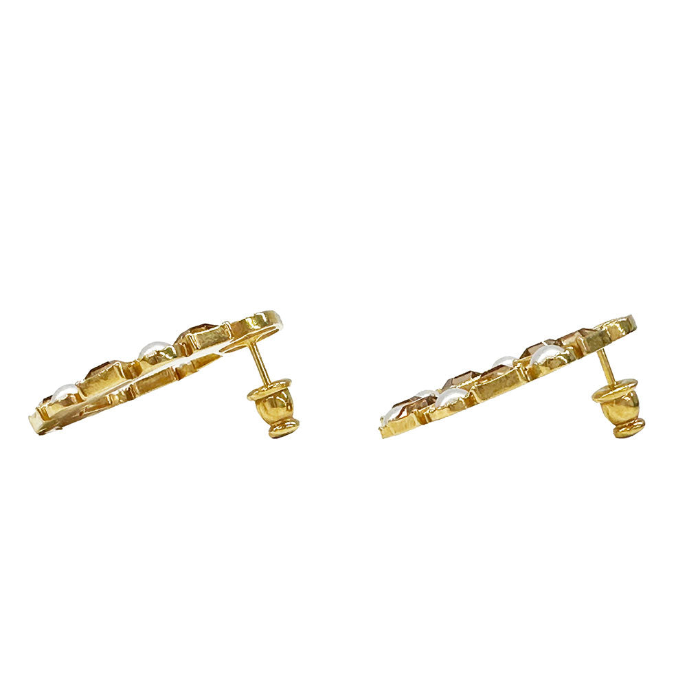 Dior ディオール ピアス フェイクパール ゴールド レディース 【中古】