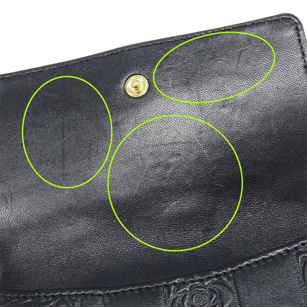 CHANEL シャネル 二つ折り財布 アイコン ブラック ゴールド金具 ラムスキン レディース 【中古】