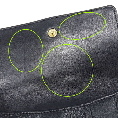 CHANEL シャネル 二つ折り財布 アイコン ブラック ゴールド金具 ラムスキン レディース 【中古】