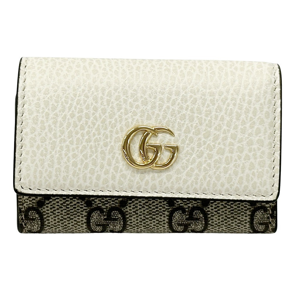 GUCCI グッチ キーケース プチマーモント GGスプリーム ホワイト ブラウン 456118 PVC レディース 【中古】