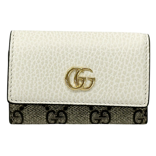 GUCCI グッチ キーケース プチマーモント GGスプリーム ホワイト ブラウン 456118 PVC レディース 【中古】