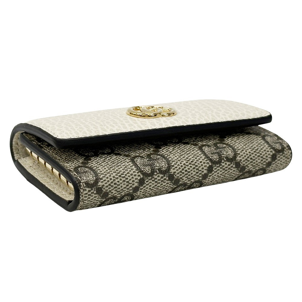 GUCCI グッチ キーケース プチマーモント GGスプリーム ホワイト ブラウン 456118 PVC レディース 【中古】
