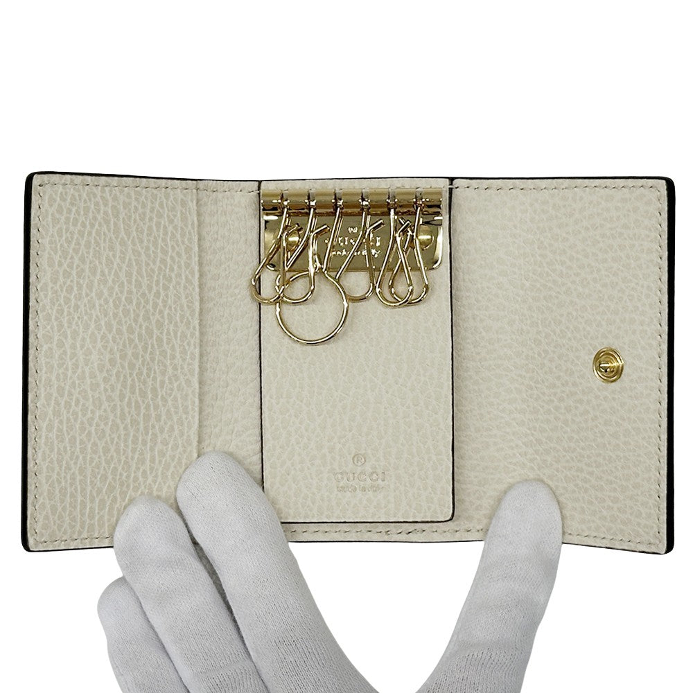 GUCCI グッチ キーケース プチマーモント GGスプリーム ホワイト ブラウン 456118 PVC レディース 【中古】