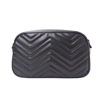 GUCCI グッチ スモール カメラバッグ ショルダーバッグ GGマーモント ブラック 447632 レザー レディース 【中古】