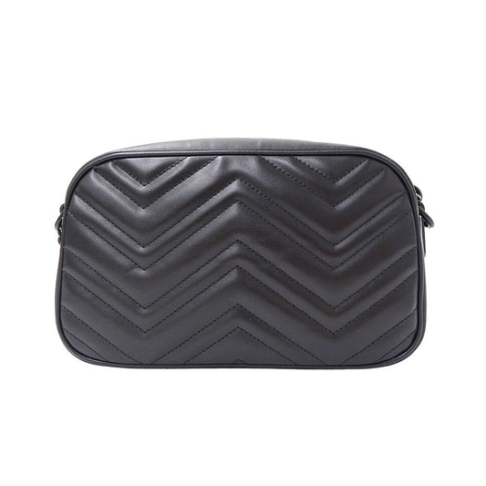 GUCCI グッチ スモール カメラバッグ ショルダーバッグ GGマーモント ブラック 447632 レザー レディース 【中古】