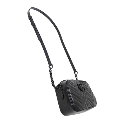 GUCCI グッチ スモール カメラバッグ ショルダーバッグ GGマーモント ブラック 447632 レザー レディース 【中古】
