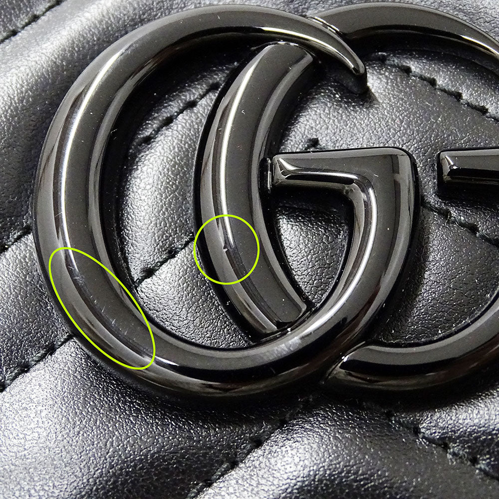GUCCI グッチ スモール カメラバッグ ショルダーバッグ GGマーモント ブラック 447632 レザー レディース 【中古】