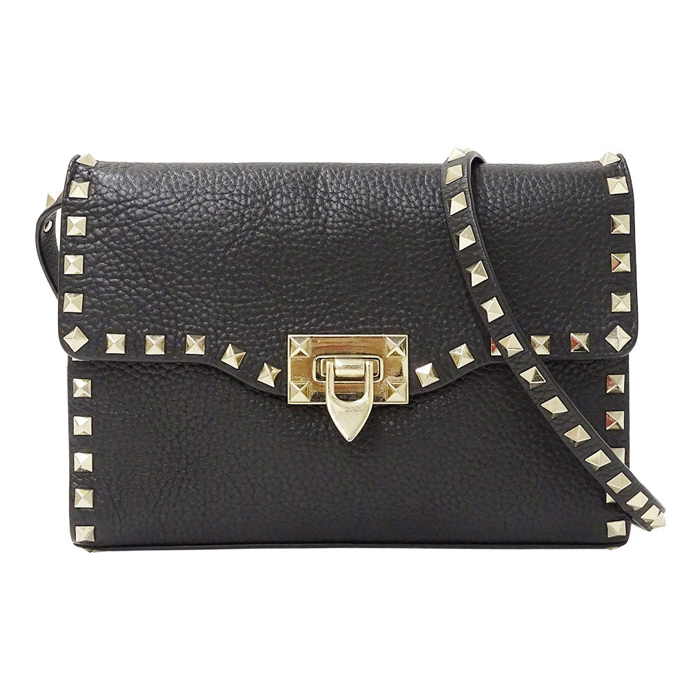 Valentino Garavani ヴァレンティノ・ガラヴァーニ ショルダーバッグ ブラック レザー レディース 【中古】