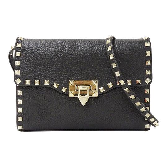Valentino Garavani ヴァレンティノ・ガラヴァーニ ショルダーバッグ ブラック レザー レディース 【中古】